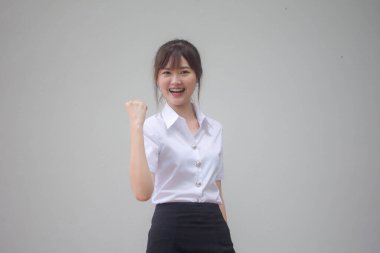 Portrait of thai adult student university uniform beautiful girl excellent