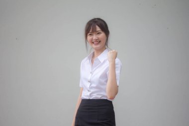 Portrait of thai adult student university uniform beautiful girl excellent