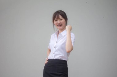 Portrait of thai adult student university uniform beautiful girl excellent