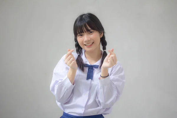 고교생의 아름다운 제복을 소녀의 — 스톡 사진