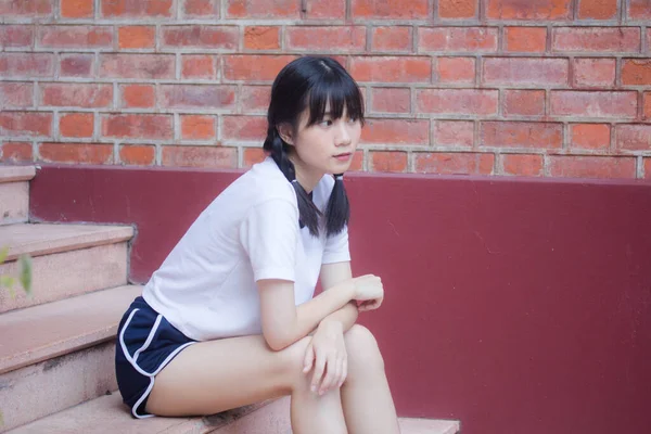 Thai Teen Hübsch Mädchen Japanisch Sports Student Uniform Glücklich Und — Stockfoto