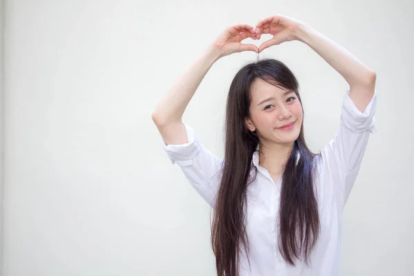 Thai China Adult Office Girl Give Heart — Stock Photo, Image