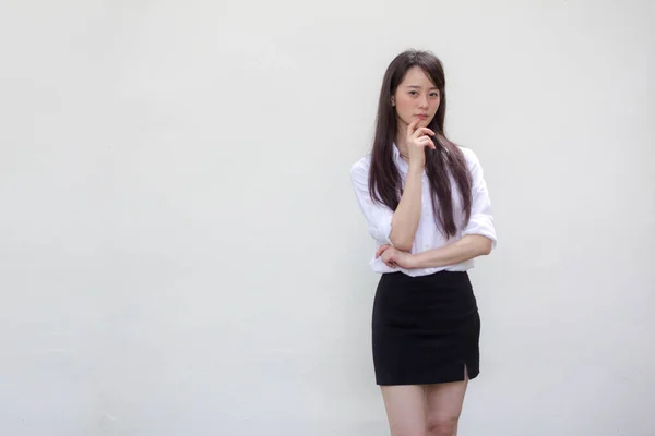 Tailandés China Adulto Oficina Chica Pensar —  Fotos de Stock