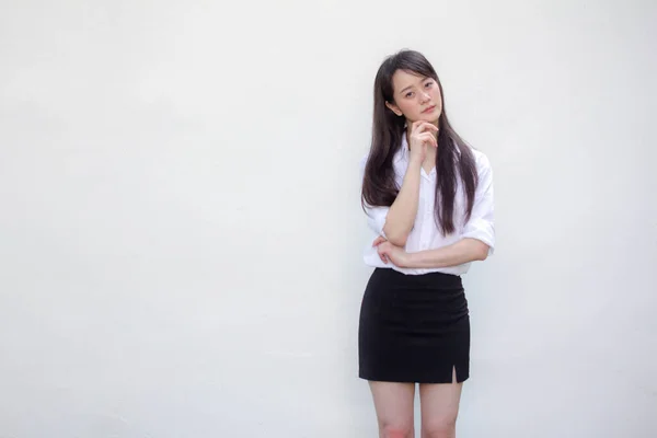 Thai China Volwassen Kantoor Meisje Denken — Stockfoto