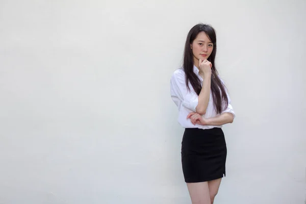 Thai China Adult Office Girl Think — Stock Photo, Image