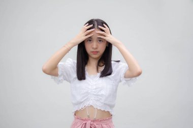 Asia Thai Teen White tişörtü Güzel kız Düşün