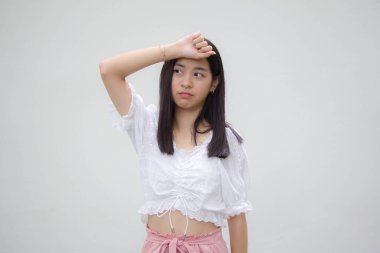 Asia Thai Teen White tişörtü Güzel kız Düşün