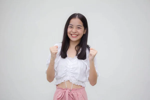 Asiatisch Thai Teen Weiß Shirt Hübsch Mädchen Ausgezeichnet — Stockfoto