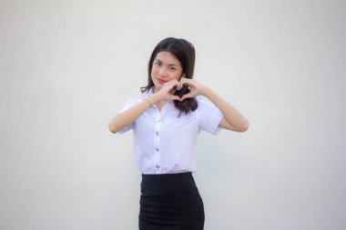 Taylandlı yetişkin öğrenci üniforması. Güzel kalp ver.