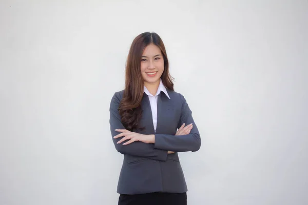 Thai Adult Office Girl White Shirt Relax Smile — Stock Photo, Image