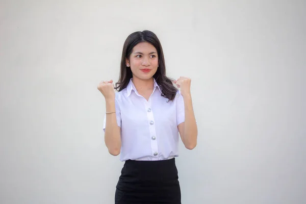 Thai Volwassen Student Universiteit Uniform Mooi Meisje Uitstekend — Stockfoto