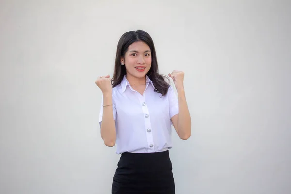 Thai Felnőtt Diák Egyetemi Egyenruha Gyönyörű Lány Kiváló — Stock Fotó