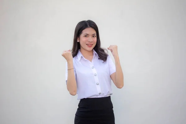 Thai Vuxen Student Universitet Uniform Vacker Flicka Utmärkt — Stockfoto