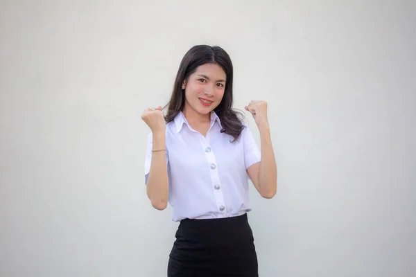 Thai Volwassen Student Universiteit Uniform Mooi Meisje Uitstekend — Stockfoto