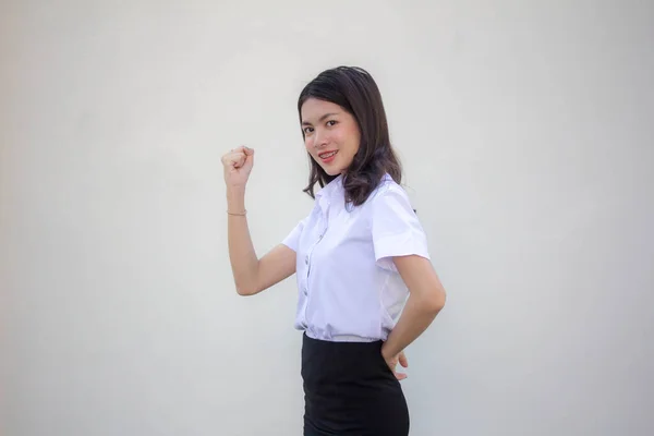 Thajský Dospělý Student Univerzita Uniforma Krásný Dívka Vynikající — Stock fotografie