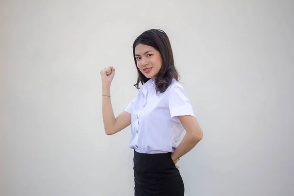 Thai Erwachsene Student Universität Uniform Hübsch Mädchen Ausgezeichnet — Stockfoto