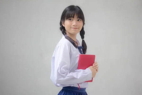 Portrait Thai High School Student Uniform Teen Beautiful Girl Happy — Stock Photo, Image