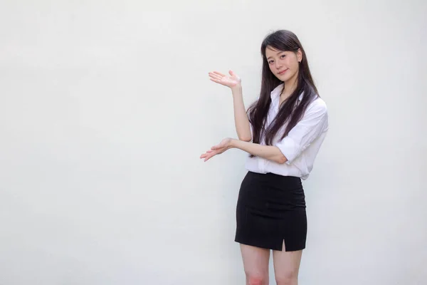 Thai China Adult Office Girl Pointing — Stock Photo, Image