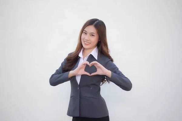 Tailandés Adulto Oficina Chica Dar Corazón —  Fotos de Stock