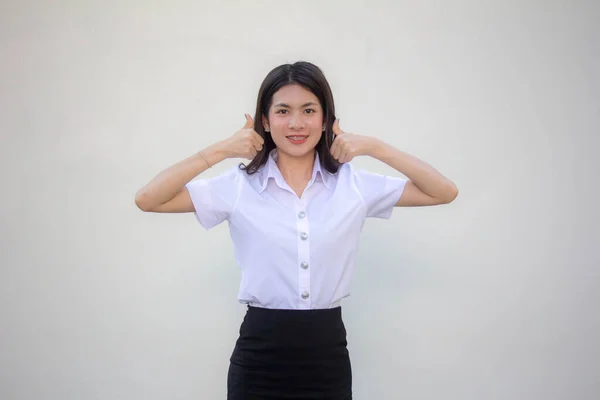 Tailandés Adulto Estudiante Universidad Uniforme Hermosa Chica Como —  Fotos de Stock
