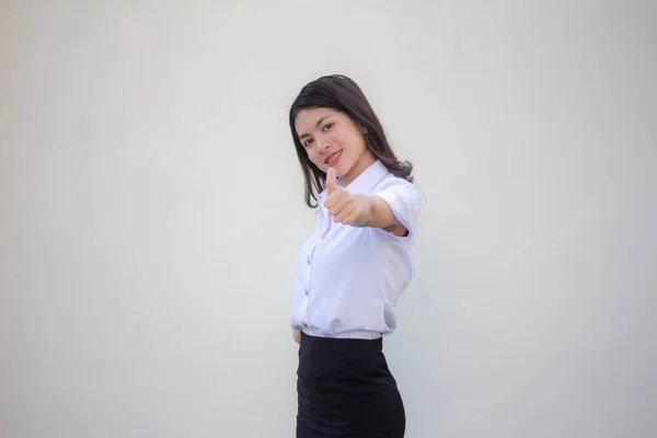 Thai Vuxen Student Universitet Uniform Vacker Flicka Som — Stockfoto