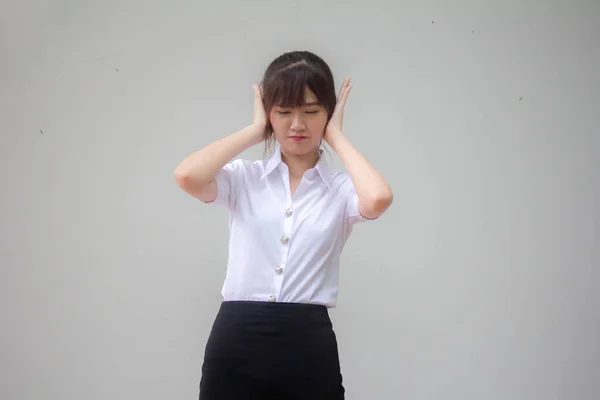 Thai Volwassen Student Universiteit Uniform Mooi Meisje Niet Luisteren — Stockfoto