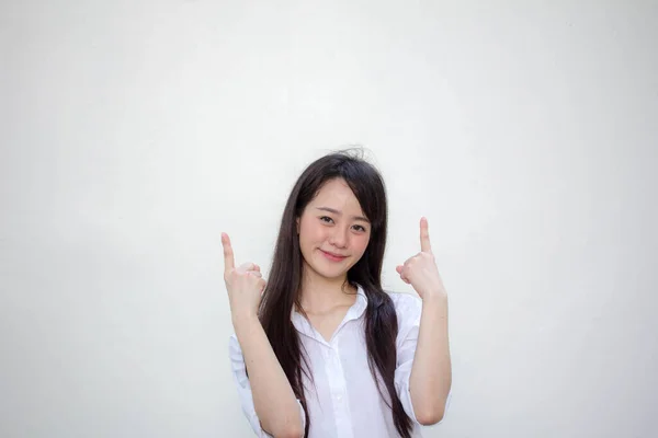 Thai China Erwachsene Büro Mädchen Pointing — Stockfoto