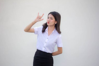 Yetişkin öğrenci üniforması. Güzel kız seni seviyor.