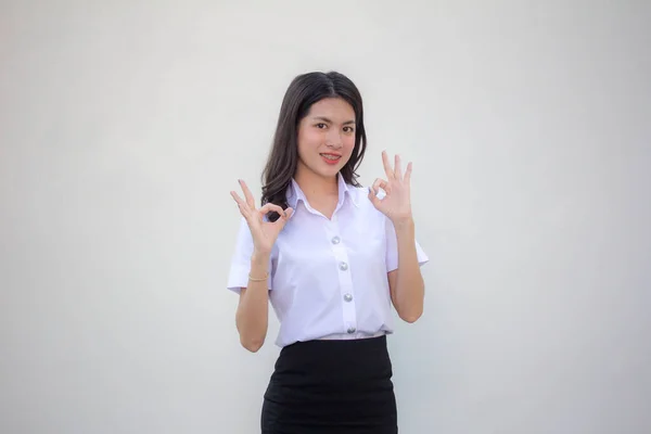 Thajská Dospělá Studentská Univerzita Uniforma Krásná Dívka — Stock fotografie