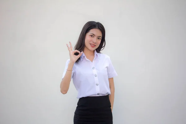 Thai Vuxen Student Universitet Uniform Vacker Flicka — Stockfoto