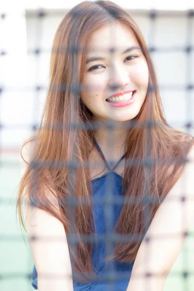 Retrato Tailandés Adulto Hermosa Chica Relajarse Sonreír — Foto de Stock