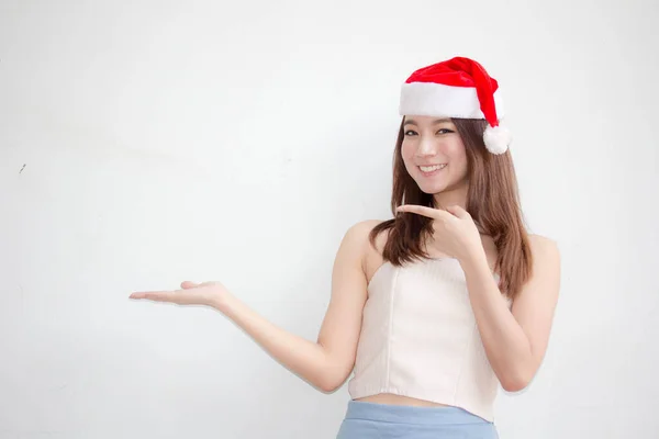 Portrait Thai Adult Beautiful Girl Pointing — Stock Photo, Image