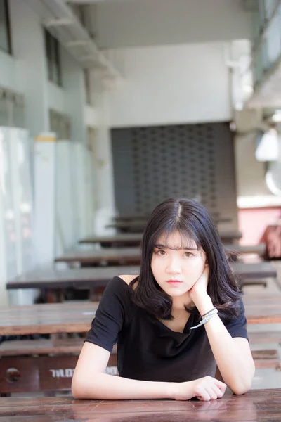 Portrét Thajské Vietnam Teen Krásná Dívka Šťastná Relaxovat — Stock fotografie