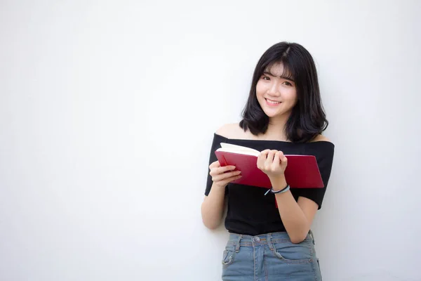 Asia Thai Vietnam Teen Beautiful Girl Read Book — Stock Photo, Image