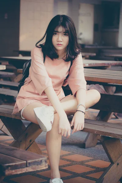 Porträt Von Vietnam High School Teen Schöne Mädchen Glücklich Vintage — Stockfoto
