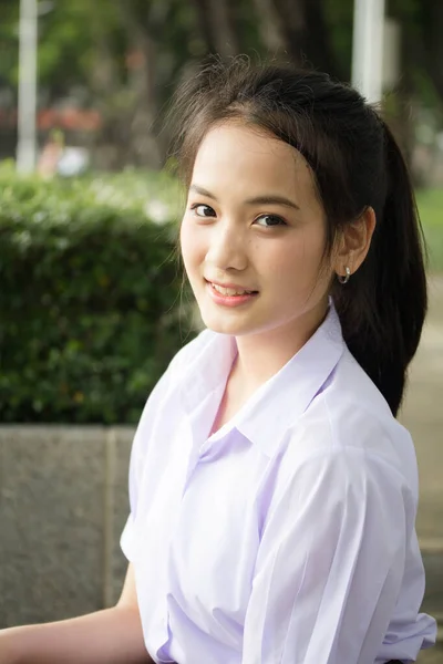 Porträt Von Thai High School Student Uniform Teen Schöne Mädchen — Stockfoto