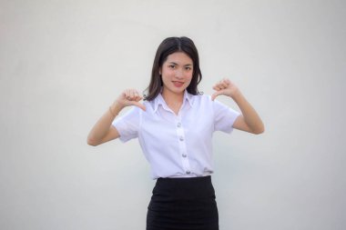 Taylandlı yetişkin üniversite üniforması. Güzel bir kız hoşlanmaz.