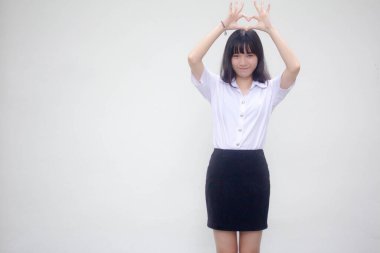 Taylandlı yetişkin öğrenci üniforması. Güzel kalp ver.