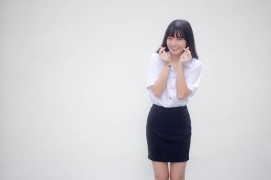 Taylandlı yetişkin öğrenci üniforması. Güzel kalp ver.