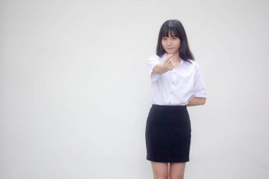 Taylandlı yetişkin öğrenci üniforması. Güzel kalp ver.