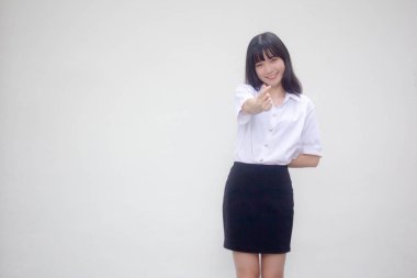 Taylandlı yetişkin öğrenci üniforması. Güzel kalp ver.