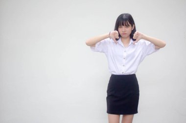 Taylandlı yetişkin üniversite üniforması. Güzel bir kız hoşlanmaz.