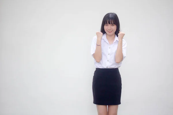 Thai Volwassen Student Universiteit Uniform Mooi Meisje Uitstekend — Stockfoto