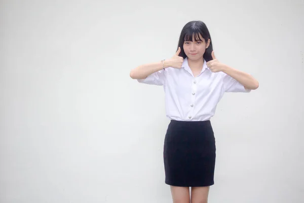 Thai Volwassen Student Universiteit Uniform Mooi Meisje Uitstekend — Stockfoto