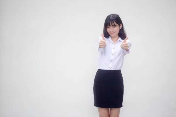 Thai Volwassen Student Universiteit Uniform Mooi Meisje Uitstekend — Stockfoto