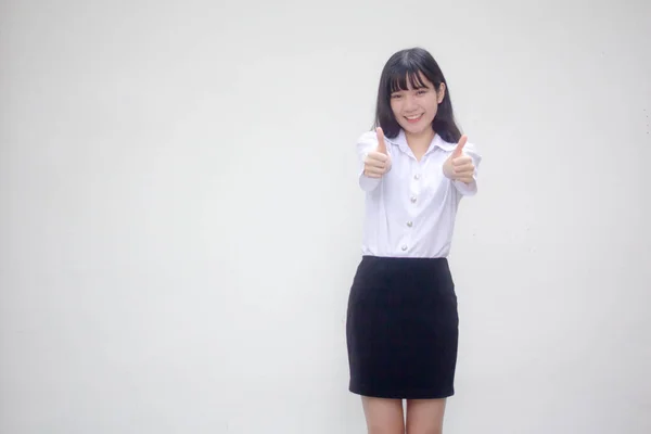 Thai Vuxen Student Universitet Uniform Vacker Flicka Utmärkt — Stockfoto