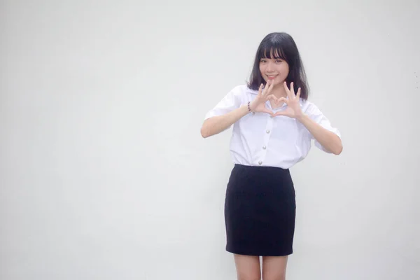 Thai Vuxen Student Universitet Uniform Vacker Hjärta — Stockfoto