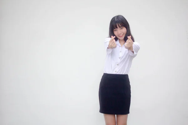 Thai Vuxen Student Universitet Uniform Vacker Hjärta — Stockfoto