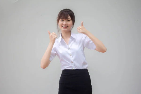 Thai Erwachsene Student Universität Uniform Hübsch Mädchen Ausgezeichnet — Stockfoto