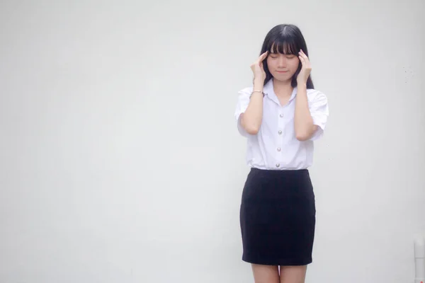 Thai Felnőtt Diák Egyetemi Egyenruha Gyönyörű Lány Hiszem — Stock Fotó